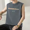 Chaleco de Algodón Puro para Hombre Ropa Exterior de Verano Baloncesto Fitness Tendencia Camiseta sin Mangas con Estampado de Letras Chaleco Deportivo