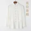 Traje Tang de lino y algodón para hombre, traje chino de manga larga con hebilla retro, traje de Tai Chi chino holgado para hombres de mediana edad y mayores.