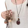 Nova Colar Pingente Pena Zen Chinês Feminino Corrente Longa Clavícula Retrô Boêmia Estilo Étnico Acessórios para Empilhar