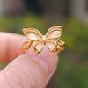 Anillo de Oro Arena Emulación 24K de Alta Imitación Moda para Mujer Combinable Trébol de Cuatro Hojas Anillo Abierto Productos de Bienestar en Vivo