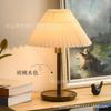 Lámpara de Mesita de Noche de Madera Maciza Ajustable Decorativa Estilo Chino Retro Nórdico Plegada Protección Ocular Simple Creativa para Dormitorio