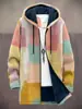 2025 Cardigan Casual con Cremallera y Capucha para Hombre con Patrón Multicolor de Algodón Chaqueta con Forro Gris DIY