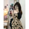 Vestido Floral Estilo Francés de Lujo Ligero Estilo Chanel para Mujer, Conjunto de Dos Piezas con Vestido de Tirantes y Cárdigan para un Look Juvenil, Nuevo para Primavera y Otoño 2026
