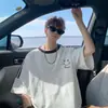 Camiseta de manga corta linda de verano con cara sonriente para hombre, pareja, holgada, de media manga, talla grande, cuello redondo, camiseta básica para el hombro, tendencia