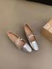 Plateado Zapatos de Boca Baja para Mujer Primavera Nuevo Estilo Coreano Elegante Estilo Hada Suave para Ir al Trabajo Zapatos Mary Jane de Tacón Grueso Zapatos de Cuero Pequeños
