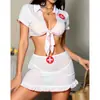 Comercio Exterior Europeo y Americano Lencería Sexy Tallas Grandes Uniforme de Enfermera Cosplay de Halloween Juego de Rol de Doctor Conjunto de Falda Ajustada al Cuerpo