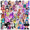 50 Pegatinas Personalizadas de Personajes de Chica Genial a la Moda Estilo Americano, Pegatinas Decorativas Impermeables de Chica de Neón Coloridas para Patinetas y Cuadernos