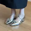 Zapatos Chuyuji estilo francés plateados elegantes con plataforma para mujer con tira floral de pedrería