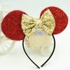Atacado Nova Tiara do Mickey Mouse Laço de Lantejoulas Tecido Tricotado Tiara da Minnie Fofa Orelhas Redondas Acessórios de Cabelo