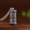 Colgante de Plata de Ley S925 Ciervo Dorado Rey Retro Plata Tailandesa Artesanal Venta al por Mayor Mantra Shurangama Escritura de Seis Caracteres Palabras Verdaderas Caja Gabu
