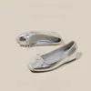Zapatos de ballet plateados de estilo francés de tacón bajo para aumentar la altura, para mujeres menudas, zapatos Mary Jane vintage sin cordones con lazo