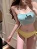 Nuevo Traje de Baño Dividido de Tres Piezas Casual Vacacional Bicolor para Mujer Top Tubo Halter Sexy Bikini Traje de Baño para Aguas Termales