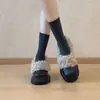 Zapatos de Felpa y Cuero Nuevos de Invierno 2026, Mocasines de Suela Gruesa para Mujer, Zapatos de Algodón Cálidos Slip-On Versátiles Retro