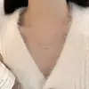 Colar feminino de aço titânio com pingente de estrela e franja de explosão sonora, nicho, super doce, super fada, estrela curinga, corrente para clavícula, atacado