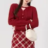 Suéter Básico de Punto Hueco Pequeño de Cuello Redondo Estilo Coreano Otoño e Invierno Nuevo Todo Fósforo Elegante Interior Holgado