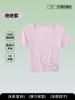 [Dropshipping] Camiseta de Manga Curta para Mulheres Verão Camiseta Básica Cor Pura Fio de Algodão Tencel Camiseta com Detalhe no Ombro Direito para Mulheres Manga Curta