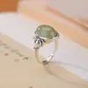 Anel Yilu Prata Jade Hetian Prata Esterlina S925 Jade Água Clara Elefante Ovo Oval Personalidade Design Moderno Atacado