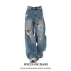 Jeans Rotos Sueltos Estilo Retro Americano para Mujer 2026 Nuevo Estilo Estilo Perezoso Pantalones Rectos Caídos hasta el Suelo