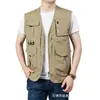 Chaleco de trabajo multibolsillos para hombre, chaleco casual de verano delgado sin mangas para pesca al aire libre, fotografía 2267