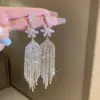 Pendientes Europeos y Americanos de Larga Duración con Telaraña de Pedrería y Borla de Gota de Agua, Pendientes de Lujo Ligero de Alta Gama, Accesorios de Oreja Exagerados de Moda Transfronteriza para Mujeres