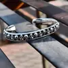 Pulsera de aleación de motocicleta retro para hombre, estilo punk, con apertura de calavera gótica oscura, de plata tailandesa, al por mayor