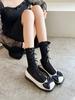 Calcetines finos de lazo para mujer, de primavera y verano, estilo japonés, huecos, estilo lolita JK, con encaje de hongo y tubo medio.