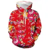 Comercio Exterior Transfronterizo Otoño Nuevo Flor Grande Noreste Impresión Digital 3D Suéter de Manga Larga Sudadera con Capucha Casual para Hombre Chaqueta