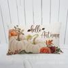 Decoración Festiva de Acción de Gracias para Sofá y Cintura, Funda de Cojín, Peluche Corto Estampado de Calabaza de Otoño, Lino, Transfronterizo