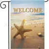 Bandera de Jardín Temu Más Vendida Serie Jardín Oceánico Estrella de Mar Bienvenida Decoración de Patio Rústico Costero Bandera de Jardín