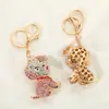 Llavero Anillo de Caricatura Lindo Pug Creativo Animal Incrustado con Diamantes Colgante para Bolso Accesorio para Llavero de Coche
