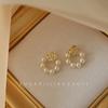 Pendientes dulces combinables para mujer, estilo francés, retro, elegantes, suaves, sencillos, con pequeñas flores rosas y perlas.