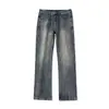 2026 Nuevos Jeans Americanos de Calle Vintage Lavados Desgastados para Hombre, Pantalones Largos Rectos Holgados Ligeramente Acampanados de Moda