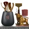 &Frete Grátis Cerimônia do Chá Seis Cavalheiros Combinação Conjunto Completo Acessórios para Conjunto de Chá Kung Fu Colher de Chá de Bambu Pinças Pinças Madeira Maciça