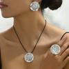 Venta caliente transfronteriza, collar y pendientes de aleación de metal, estilo que combina con todo, collar largo para damas, pendientes de botón al por mayor.