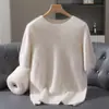 Suéter de lã de mink com gola redonda, novo para outono e inverno, importado, suéter de tricô solto de manga curta para usar como peça externa e em camadas