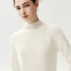 Suéter de Cachemira de Cuello Medio para Mujer Otoño/Invierno 2026, Manga Raglán, Sencillo y Ajustado, Capa Base de Punto para el Trabajo