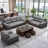 Novo Estilo Sofá de Couro Genuíno e Látex para Escritório, Simples Moderno Conjunto Combinado de Sofá e Mesa de Centro para Sala de Recepção Comercial