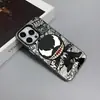 Capa de celular com grafite do Venom de desenho animado americano para iPhone 13, capa protetora de anime moderna e legal para meninos, capa fosca para Apple 17