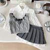 Conjunto Infantil Primavera y Otoño 2026 Nuevo Elegante Estilo Academia para Niñas Falda, Chaleco de Punto y Camisa Conjunto de Tres Piezas Moderno