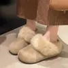 Chinelos Birkenstock Fofos com Salto Escondido de 5cm para Mulheres, Uso Externo, Novo Estilo 2026, Outono/Inverno, Sola Grossa, Bico Fechado, Chinelos de Algodão Peludos