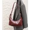 Camada Superior Couro Rachado Bolsa Dumpling Vintage Couro Genuíno Estilo Europeu e Americano Bolsa de Ombro de Axila Bolsa Transversal Transfronteiriça para Mulheres