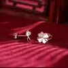 Pendientes de Trébol de Cuatro Hojas Color Oro Rosa Estilo Coreano Plata de Ley 925 Pendientes Dorados de Alta Gama para Mujer Color Dorado Pendientes Joyería de Plata