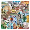 50 Pegatinas Transparentes de Monumentos del Mundo para Viajes, Maleta, Funda de Teléfono Móvil, Diario, Guitarra Pegatinas Impermeables