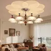 Lámpara de araña con proyector para iluminación principal de sala de estar, madera maciza, estilo vintage francés/americano, adecuada para comedor, recibidor, dormitorio, lámpara de estilo de mediados de siglo