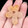 2184-polvo púrpura cristal blanco ágata ojo de tigre tallado en piedra flor colgante DIY flor de cinco pétalos colgante decorativo para joyería