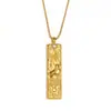 Collar Colgante Cuadrado con Incrustaciones de Diamantes del Zodiaco Doce Constelaciones Estilo Vintage Popular Europeo y Americano para Mujer, Joyería de Acero de Titanio Dorado de 18 Quilates