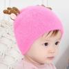 Gorro de Punto para Bebé con Cuernos de Dibujos Animados Nuevo Otoño Gorro de Lana con Bola de Pelo Gorro para Niños Gorro de Moda Estilo Moderno