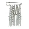 Joia de Moda Europeia e Americana Transfronteiriça Corrente de Contas com Borla Multicamadas Broche de Coração de Metal Broche Criativo Personalizado para Terno