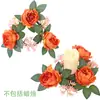 Guirnalda de Candelabros de Eucalipto Decoración Navideña Guirnalda Círculo de Cera Rosa Accesorios para Ventana Mesa de Comedor Arreglo de Boda Flores Artificiales