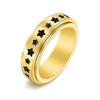 Amazon fornecer homens e mulheres simples aço inoxidável anel estrela rotativa pentagrama temperamento anel de ouro spot